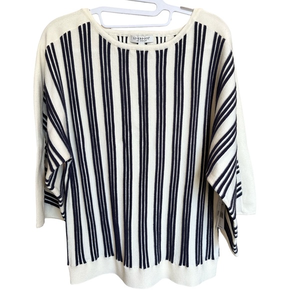 Liverpool NWT Boat Neck Dolman Sweater Navy/Cream Stripe Size M - Picture 2 of 7
